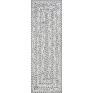Rowan Braided Texture Gray 2 ft. 6 in. x 8 ft. Indoor/Outdoor Runner Rug