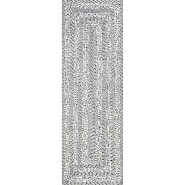 nuLOOM Rowan Braided Texture Ivory 7 ft. 6 in. x 9 ft. 6 in. Indoor/Outdoor Oval  Rug