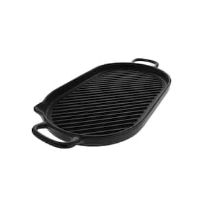 Chasseur French Enameled 8 in. Cast Iron Grill Pan in Black