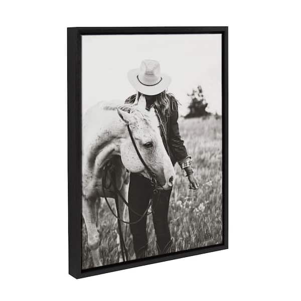 Kate and Laurel Sylvie Photo Silver Horse by The Whiskey Ginger Black Framed Art Print 18 in. x 24 in.