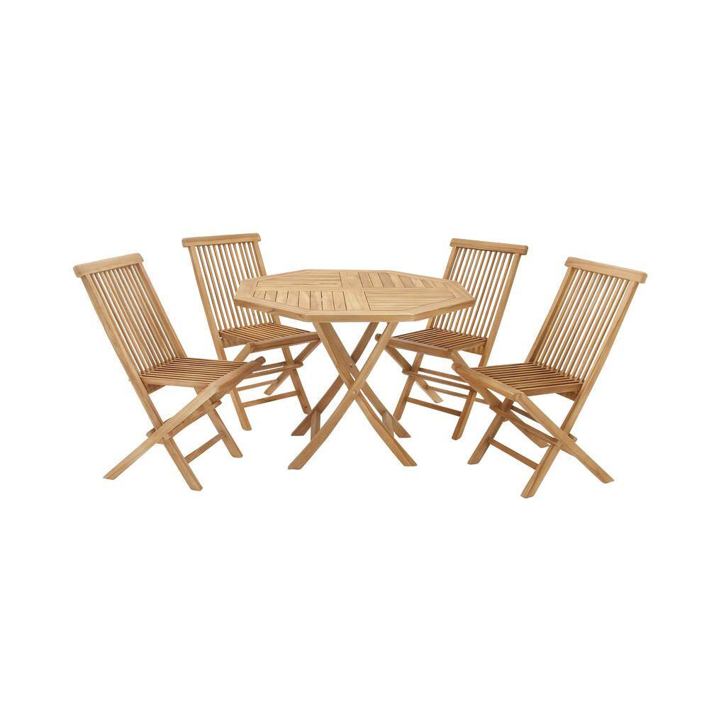Traditional Teak 4-Person Octagonal Outdoor Dining Set