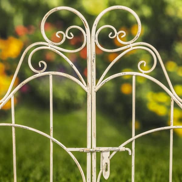 Zaer Ltd. International - 97.63 in. x 64.2 in. Metal Garden Arbor Antique White
