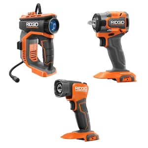 18V Cordless 3-Tool Combo Kit with Brushless SubCompact 3/8 in. Impact Wrench, Inflator, and LED Work Light (Tools Only)