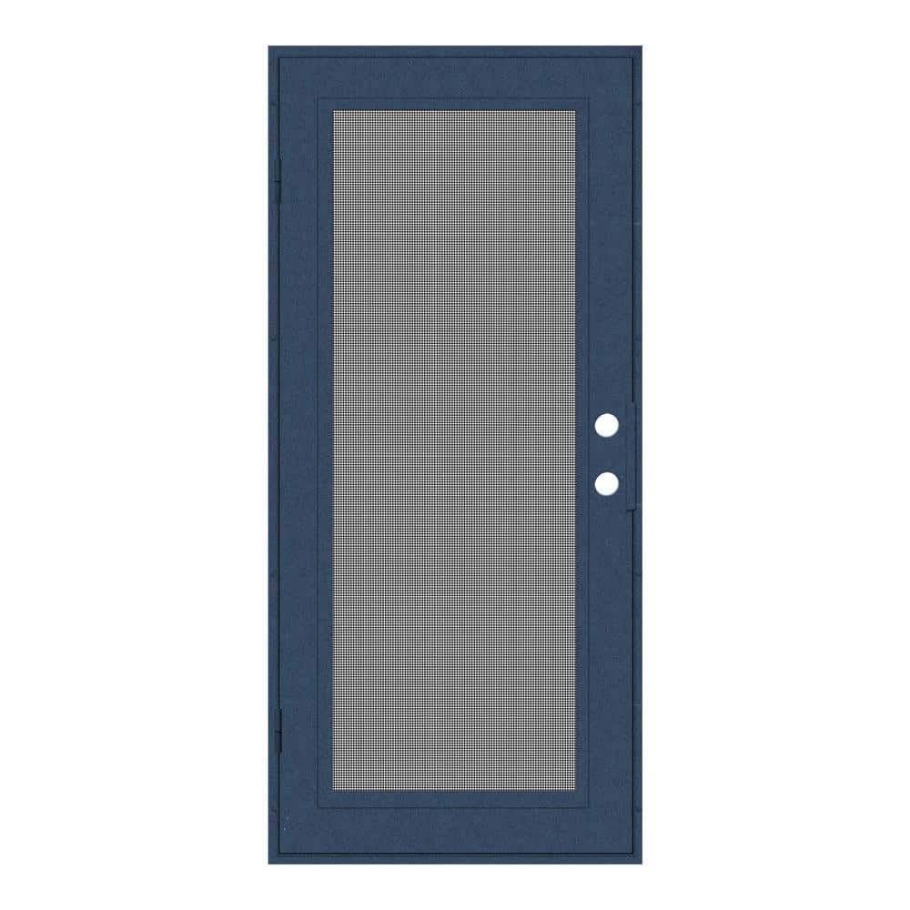 Full View 30 in. x 80 in. Right-Hand/Outswing Blue Aluminum Security Door with Meshtec Screen -  Unique Home Designs, 3S0000CL2BL00A