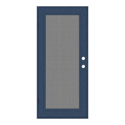Full View 36 in. x 80 in. Right-Hand/Outswing Blue Aluminum Security Door with Meshtec Screen