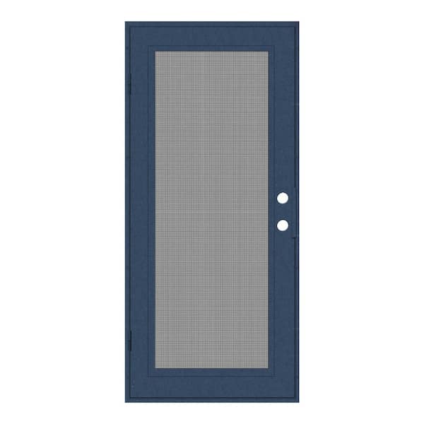 Unique Home Designs Full View 36 in. x 80 in. Right-Hand/Outswing Blue Aluminum Security Door with Meshtec Screen