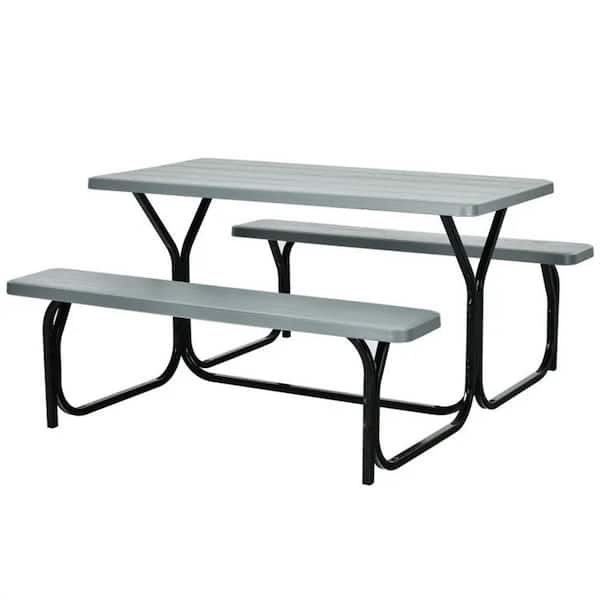 Cubilan Gray Rectangular Polyethylene 28.5 in. Outdoor Dining Table without Extension