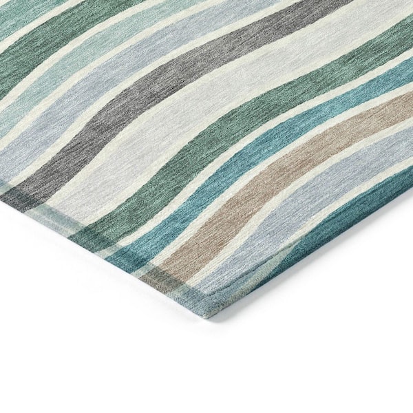 Chantille Machine Washable Indoor/Outdoor Abstract ACN2333 Teal 8 ft. x 10 ft. Area Rug