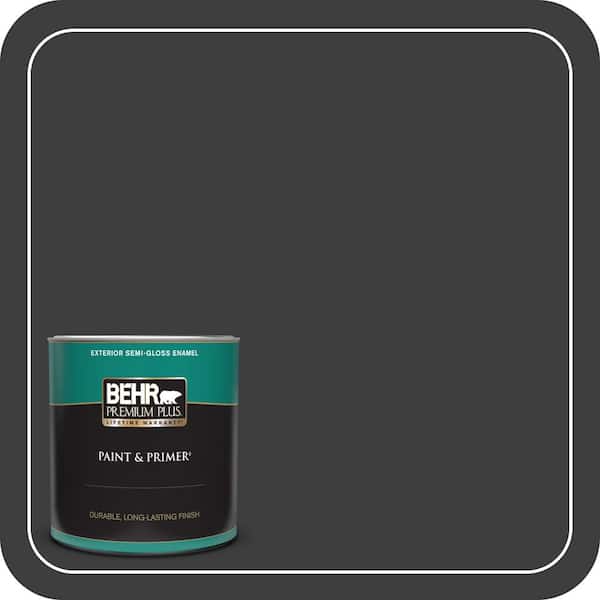 BEHR PREMIUM PLUS 1 qt. #N520-7 Carbon Semi-Gloss Enamel Exterior Paint & Primer