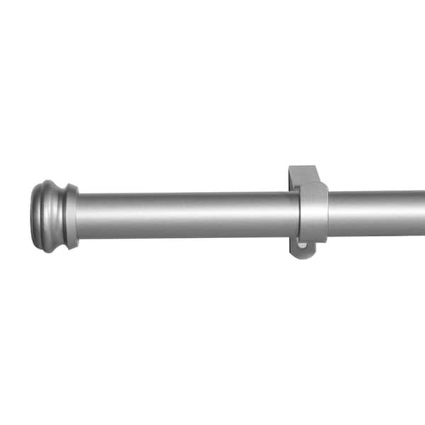 Logmey 28 in. - 48 in. Metal Steel 1 in. Wall Single Curtain Rod in Silver with End Cap Finials