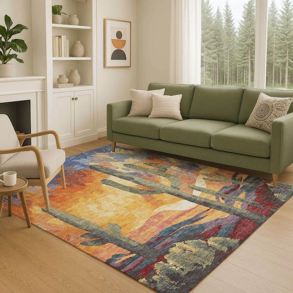 Chantille Machine Washable Indoor/Outdoor Abstract ACN2337 Terracotta 3 ft. x 4 ft. Area Rug