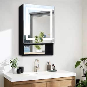 24 in.W x 32 in.H Black Rectangular Recessed/Surface Left Dimmable Medicine Cabinet with Mirror,USB Soft-Closing Hinges