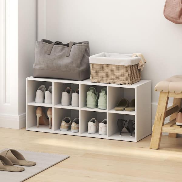 Furinno 15.6 in. H 8-Pair Black Dark Oak Wood Shoe Rack 25006WHD