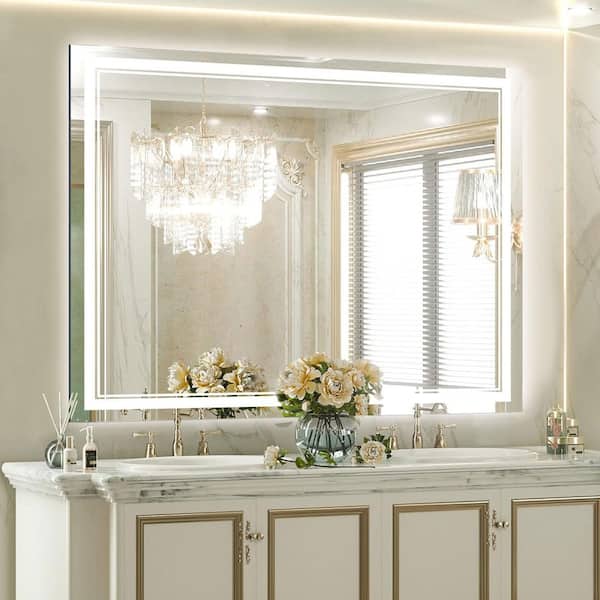 30 in. W x 40 in. H Rectangular Frameless Anti-Fog Front And Backlit LED Wall Mirror Bathroom Vanity Mirror