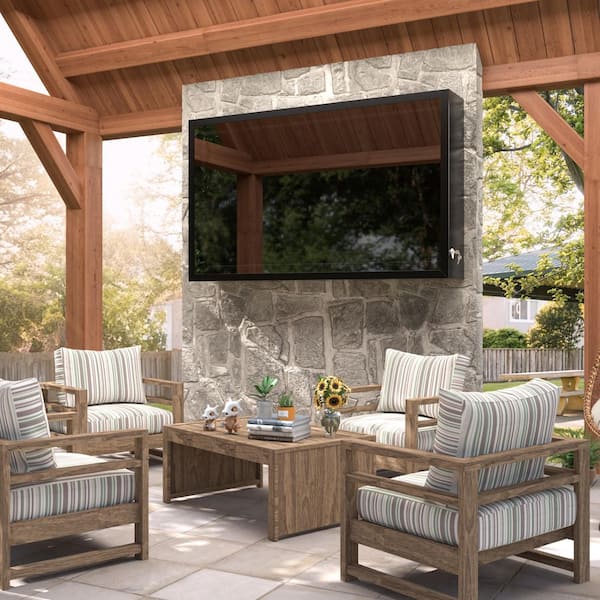 VEIKOUS 53 W Metal Outdoor TV Enclosure Cabinet, Patio TV