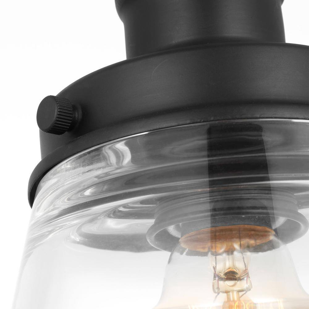 Midnight Black Single Light Pendant with Clear Glass Shade