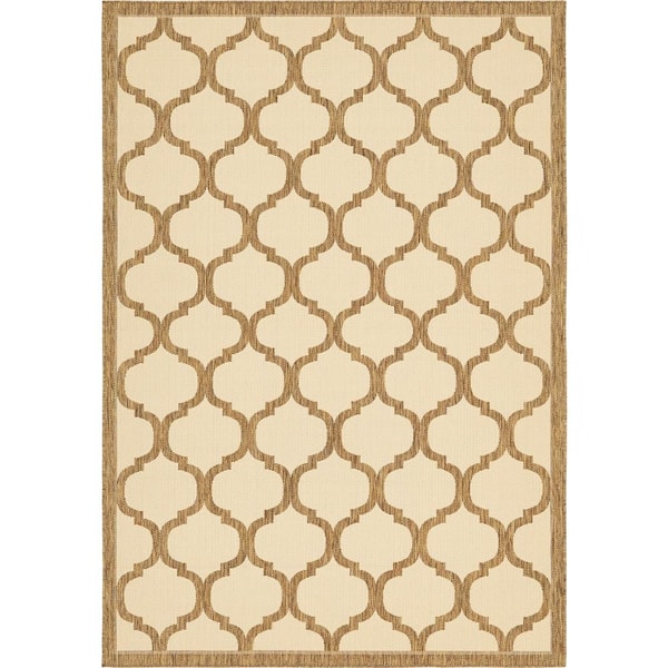 Unique Loom Outdoor Moroccan Beige 6' 0 x 9' 0 Area Rug