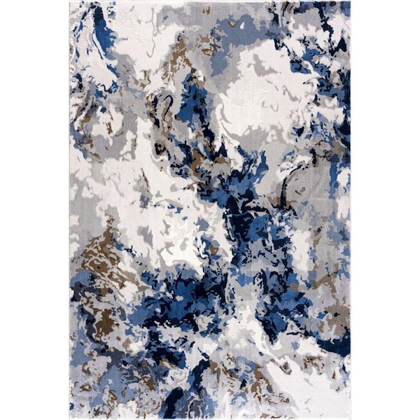 Regal Blue 2 ft. x 3 ft. Contemporary Polypropylene Area Rug