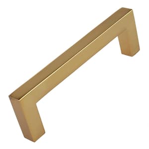 3-3/4 in. Center-to-Center Brass Gold Solid Square Slim Cabinet Bar Pull (10-Pack)