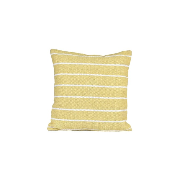 SPITIKO HOMES Sweet Corn/Optic White 100% Cotton Cushion 18 in. x 18 in.