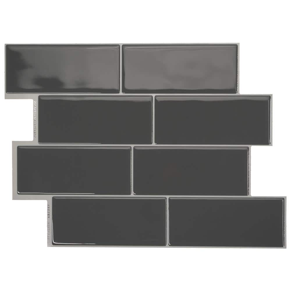 smart tiles Metro Grigio Dark Gray 11.56 in. x 8.38 in. Vinyl Peel and Stick Tile (2.21 sq. ft./ 4-pack)