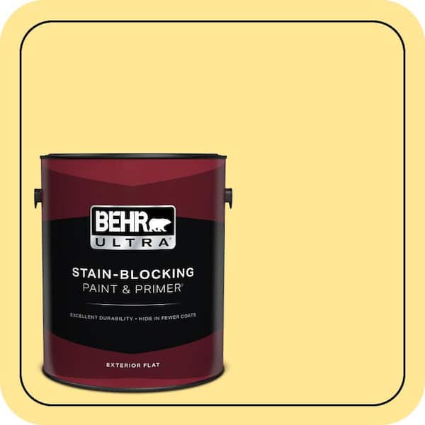 BEHR ULTRA 1 gal. #390B-4 Chilled Lemonade Flat Exterior Paint & Primer