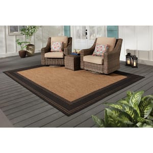 Border Red/Beige 5 ft. x 7 ft. Indoor/Outdoor Patio Area Rug