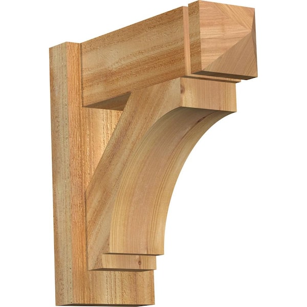 Ekena Millwork 6 in. x 16 in. x 16 in. Western Red Cedar Del Imperial Arts and Crafts Rough Sawn Outlooker