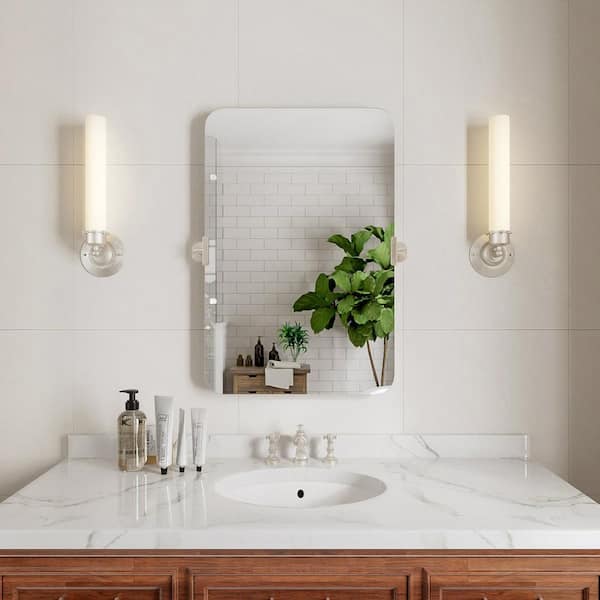 niveal Virelia 20 in. W x 30 in. H Rectangular Framed Tilt Wall Mount Bathroom Vanity Mirror in Brushed Nickel