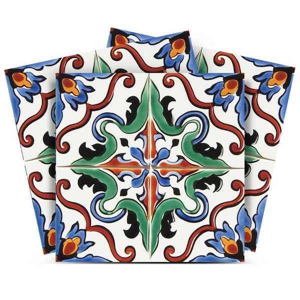 MI ALMA Green, Blue, White and Brown C76 7 in. x 7 in. Vinyl Peel and Stick Tile (24-Tiles, 8.17 sq. ft. /1-Pack)