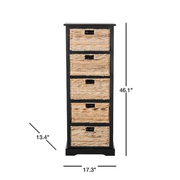 Safavieh 17.3-in x 46.1-in 5-Drawer Distressed Black Wood Drawer