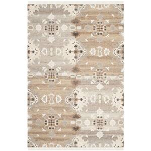 SAFAVIEH Natural Kilim Natural/Ivory 5 Ft. X 5 Ft. Square Geometric ...