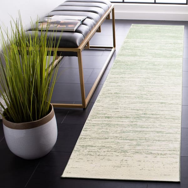 Adirondack Sage/Ivory Solid Color 3 ft. x 12 ft. Striped Runner Rug