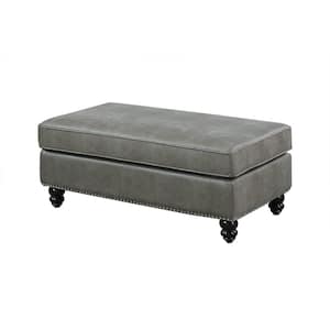 Bartlett Slate Gray Breathable Leatherette Upholstered Cocktail Ottoman