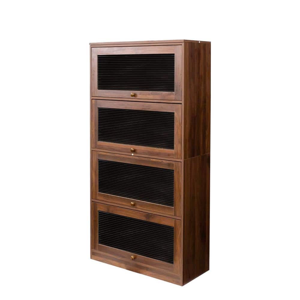 31.5 in. W x 13.78 in. D x 63 in. H Brown Storage Cabinet Linen Cabinet wit