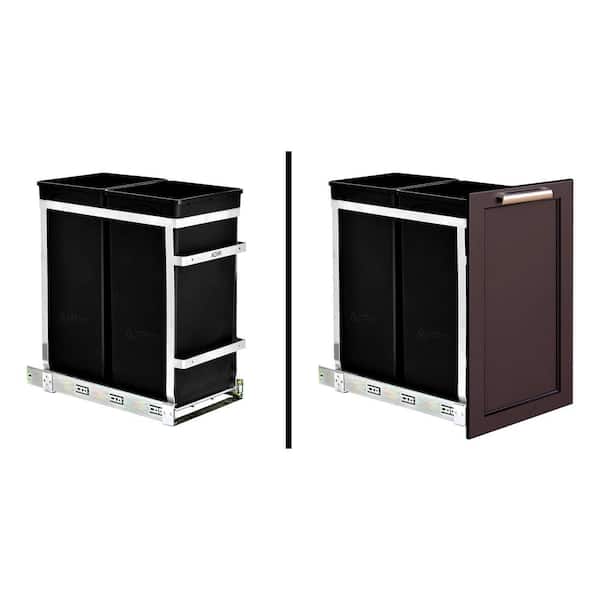 AdirHome Steel Double Pull-Out Under Counter Trash Cans Cabinet Waste Bin Frame 