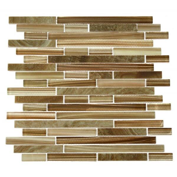Ivy Hill Tile Temple Latte Foam 12 in. x 12 in. x 8 mm Glass and Marble Mosaic Floor and Wall Tile