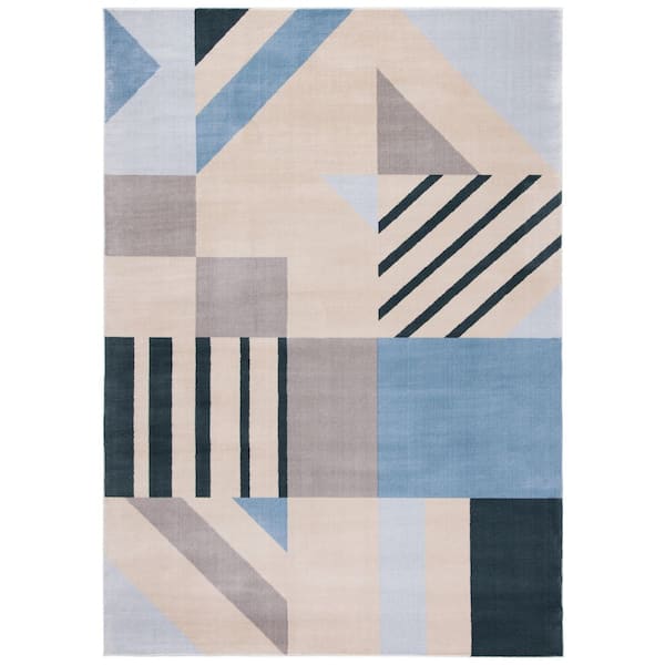 Orwell 2 ft. x 3 ft. Beige/Blue Abstract Geometric Area Rug