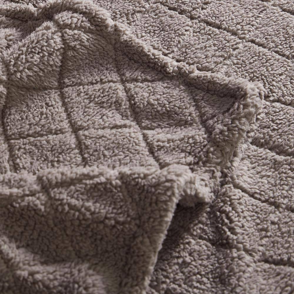 Charcoal Brown Full Reversible Sherpa Fleece Blanket