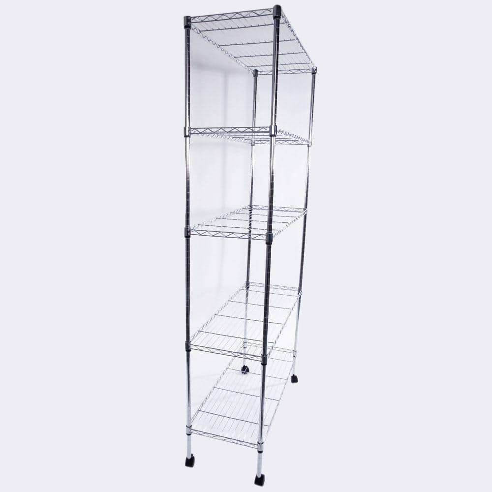 Silver 5-Tier Heavy Duty Metal Garage Storage Shelving Unit