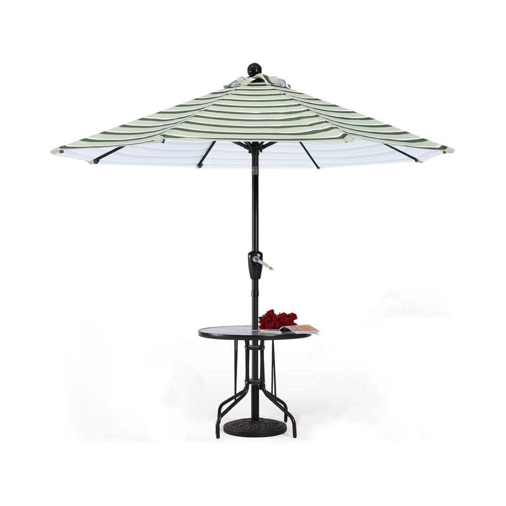 9 ft. Beach Umbrella in Navy Blue White Durable Patio Umbrellas