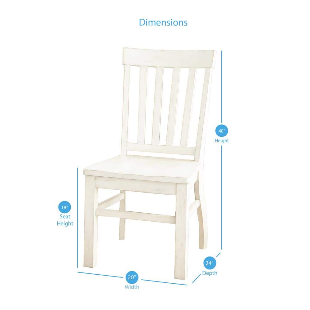 White High Back Wood Slat Side Chair Set