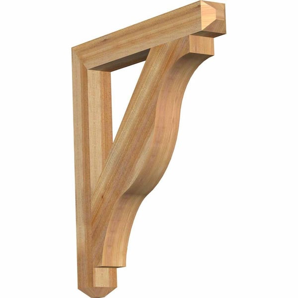 Ekena Millwork 4 in. x 36 in. x 32 in. Western Red Cedar Funston Craftsman Rough Sawn Bracket