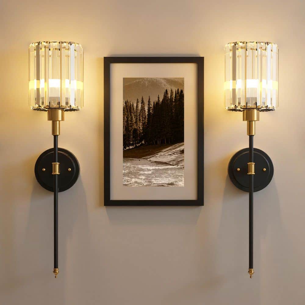 5 in. 1-Light Black Gold Crystal Wall Sconces, Modern Vanity Light for Bathroom, Bedroom, Hallway or Living Room(2-Pack) price history on PriceWatchPro