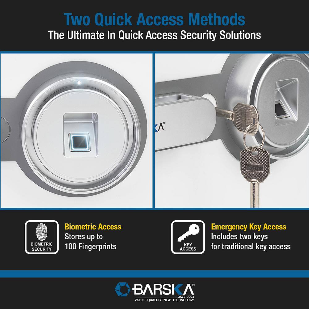Compact White Steel Biometric Fireproof Safe with Backup Key