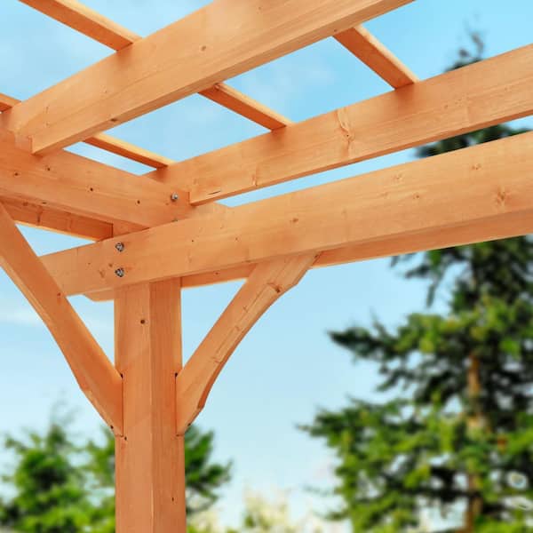 12' X 10' Wood Pergola, Outdoor Gazebo Grape Trellis With Stable Structure For Garden, Patio, Backyard, Deck