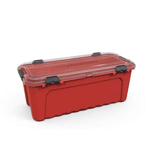 30-Gal. Professional Duty Waterproof Storage Container with Hinged Lid in Red