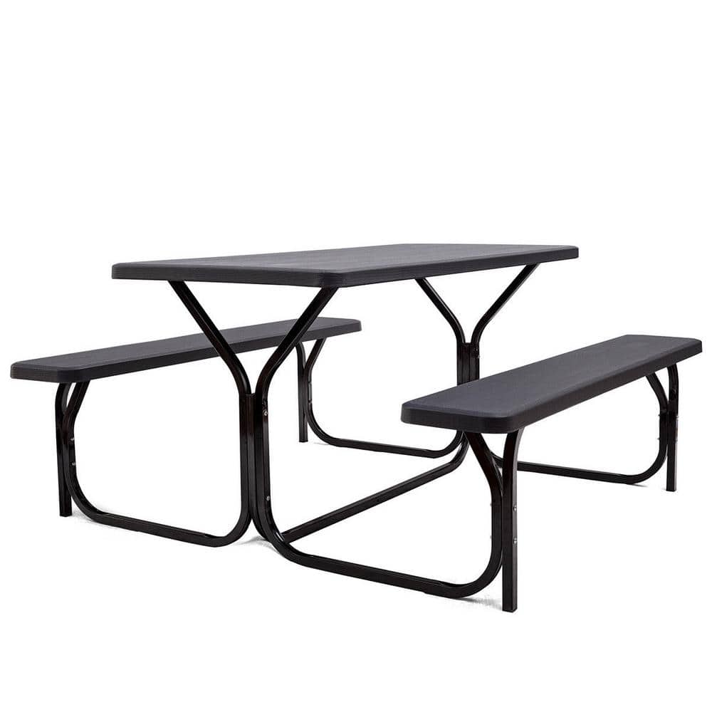 Eco-Friendly HDPE Black Picnic Table Set for 4