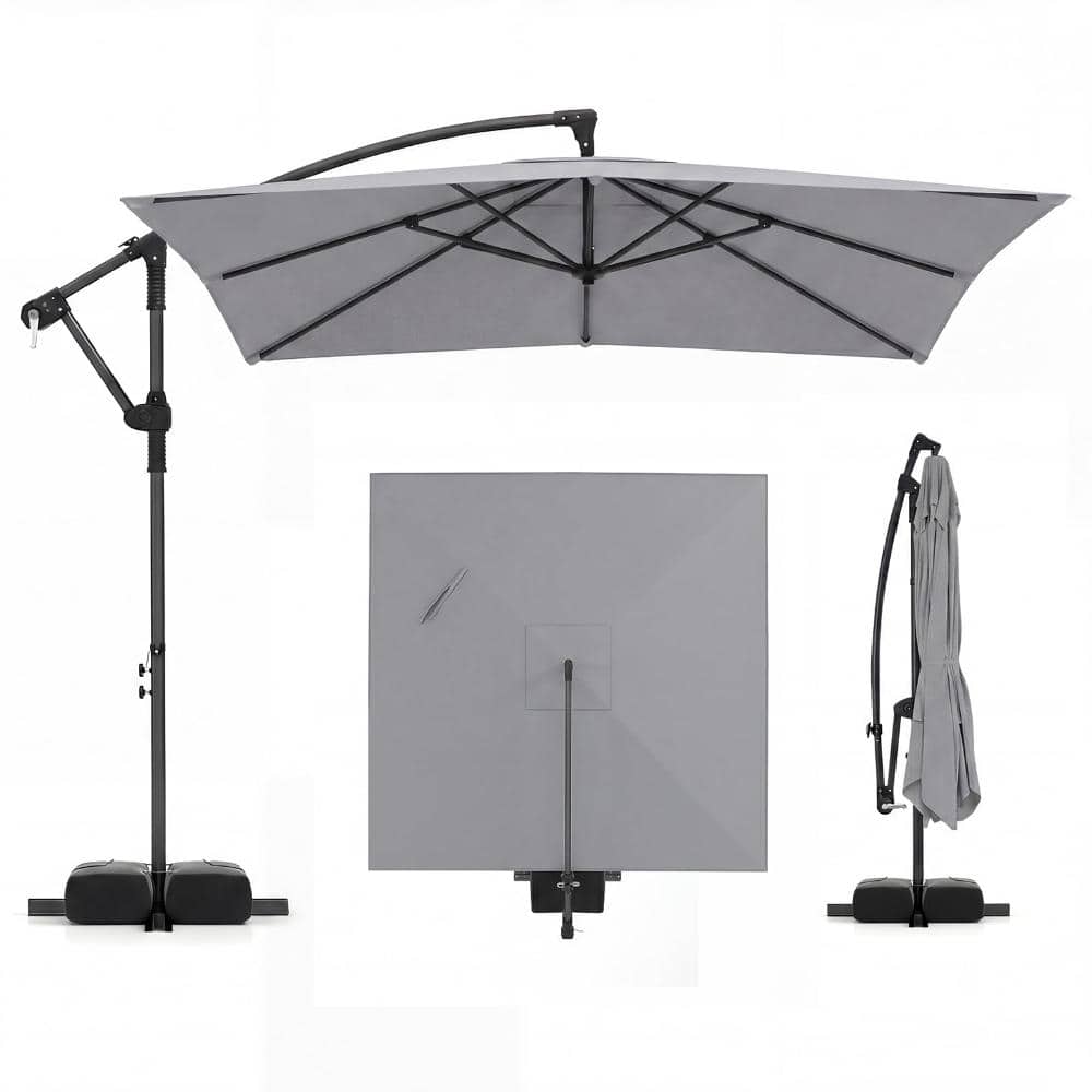 8 x 8 ft. Polyester and Metal Cantilever Patio Umbrella with 360 Degree Rotation, Crank Lift, Cross Base, Gray price history on PriceWatchPro