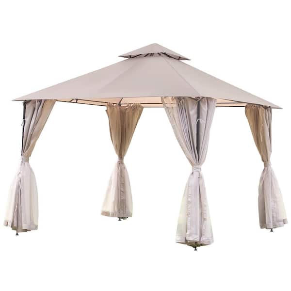 Amucolo 10 ft. x 10 ft. Outdoor Patios Tent Outdoor Canopy Shelter with Mosquito Netting Double Roof Tops with Curtain Screens